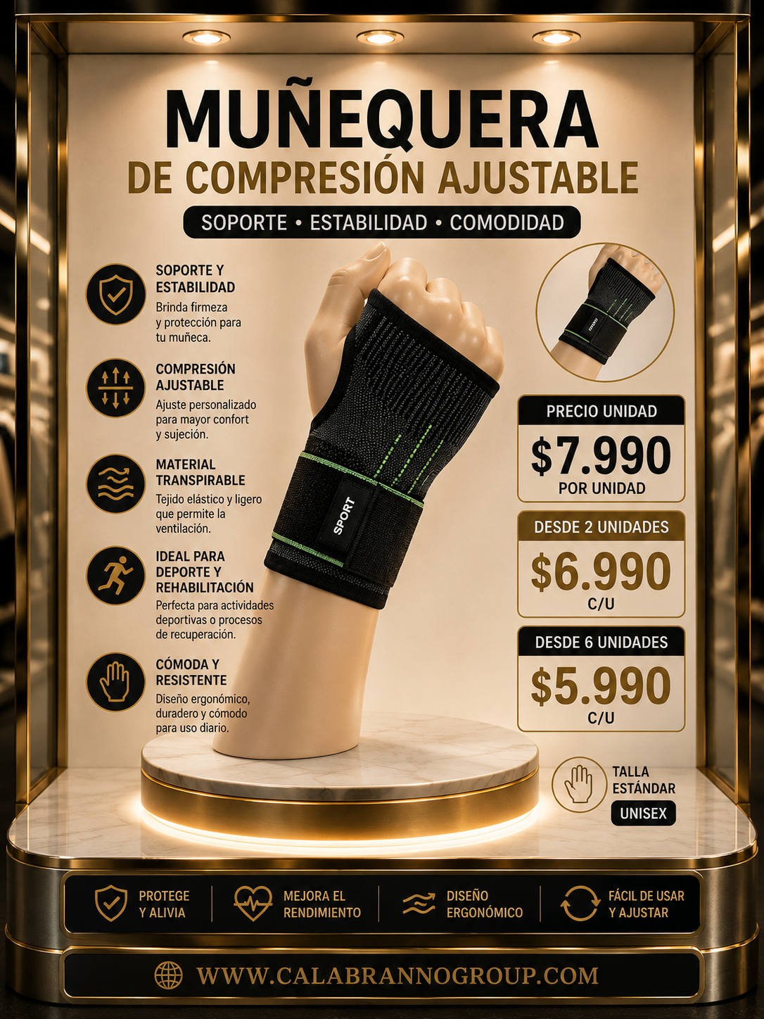 MUÑEQUERA DE COMPRESIÓN AJUSTABLE UNISEX