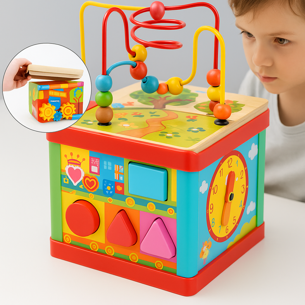CUBO DIDACTICO 5 JUEGOS EN 1.