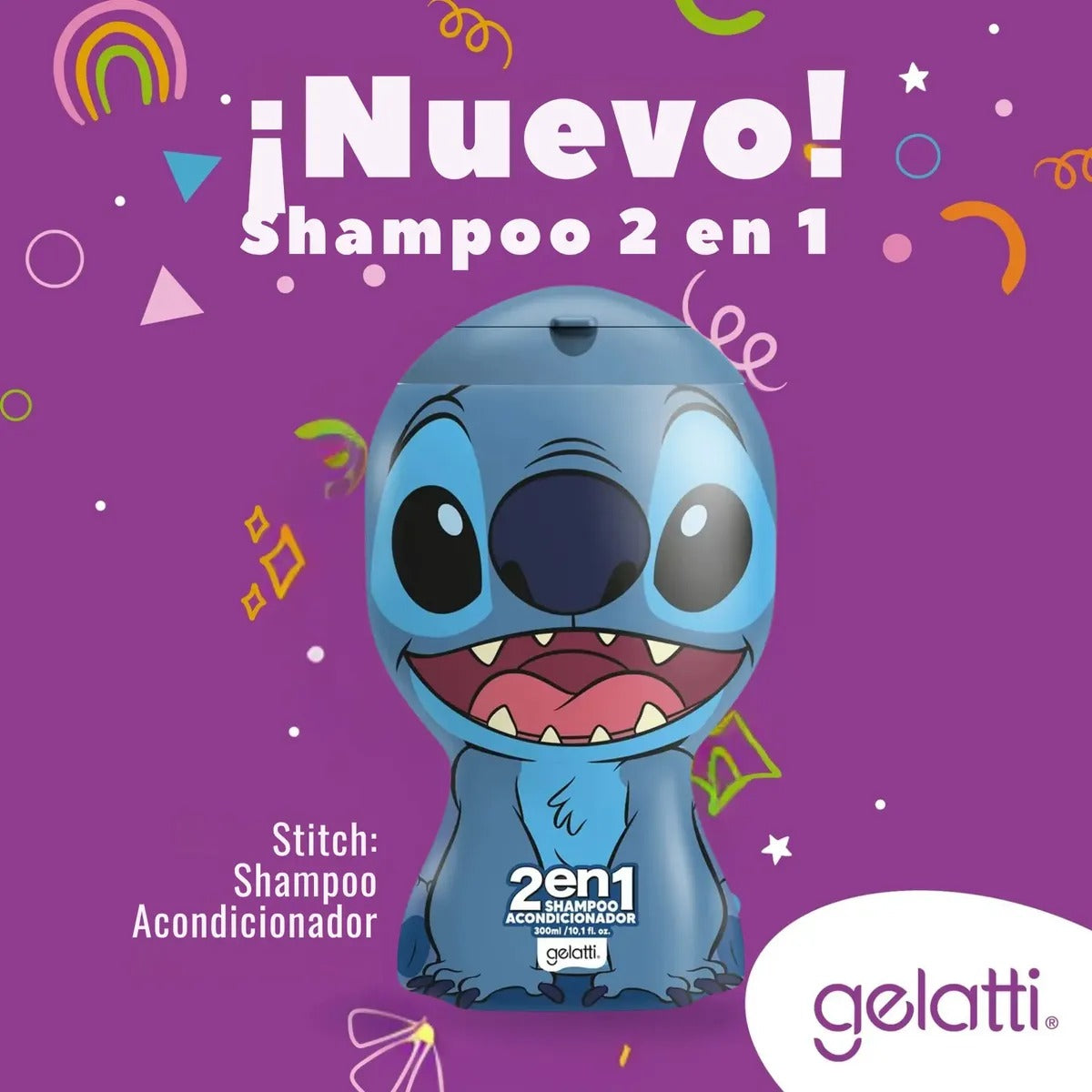 SHAMPOO SHOOBIES 2 EN 1 STITCH GELATTI 300 ML – SHAMPOO + ACONDICIONADOR