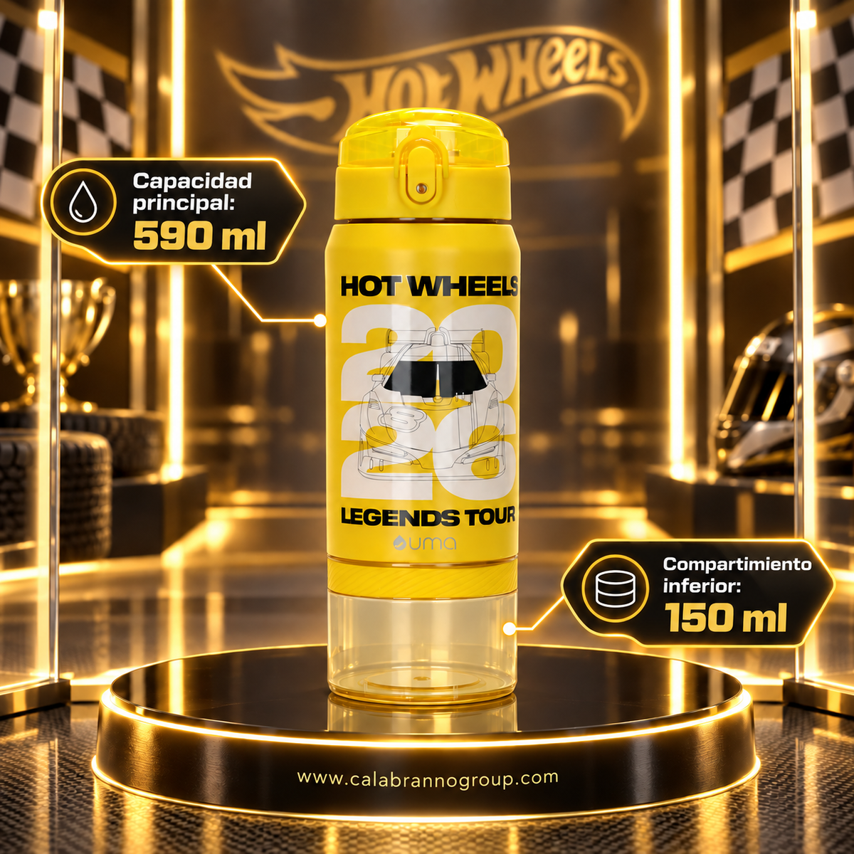 BOTELLA TÉRMICA HOT WHEELS LEGENDS 2 EN 1 590 ML – ACERO INOXIDABLE UMA