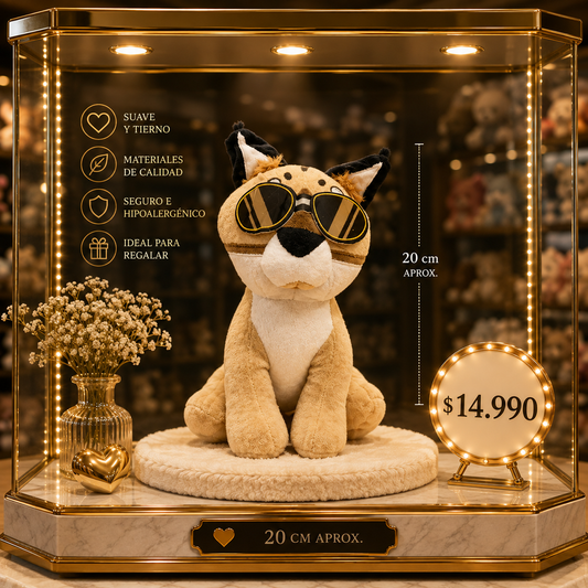 PELUCHE GATO CON LENTES 20 CM – SUAVE Y ADORABLE 😎🐱