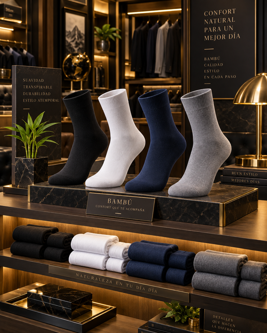CALCETINES HOMBRE DE BAMBÚ CORTE MEDIO – SUAVES, CÓMODOS Y ELASTICADOS