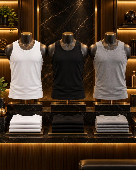 CAMISETA HOMBRE SIN MANGAS 90% ALGODÓN – SUAVE, ELASTICADA Y CÓMODA