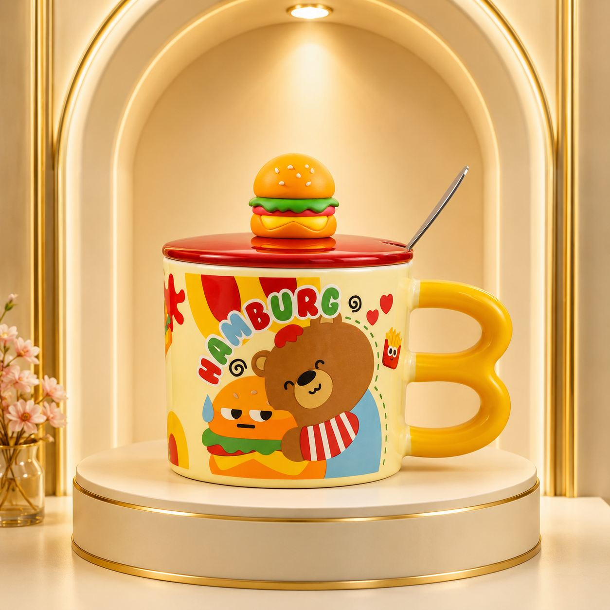 TAZÓN HAMBURGUESA 350 ML CON TAPA Y CUCHARA