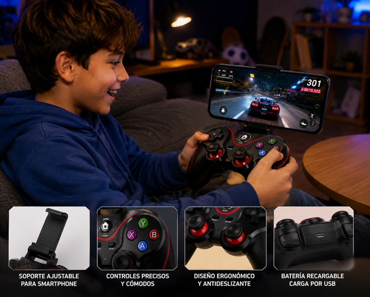 JOYSTICK GAMEPAD BLUETOOTH V8 RECARGABLE PARA SMARTPHONE, ANDROID, IOS, PC Y SMART TV