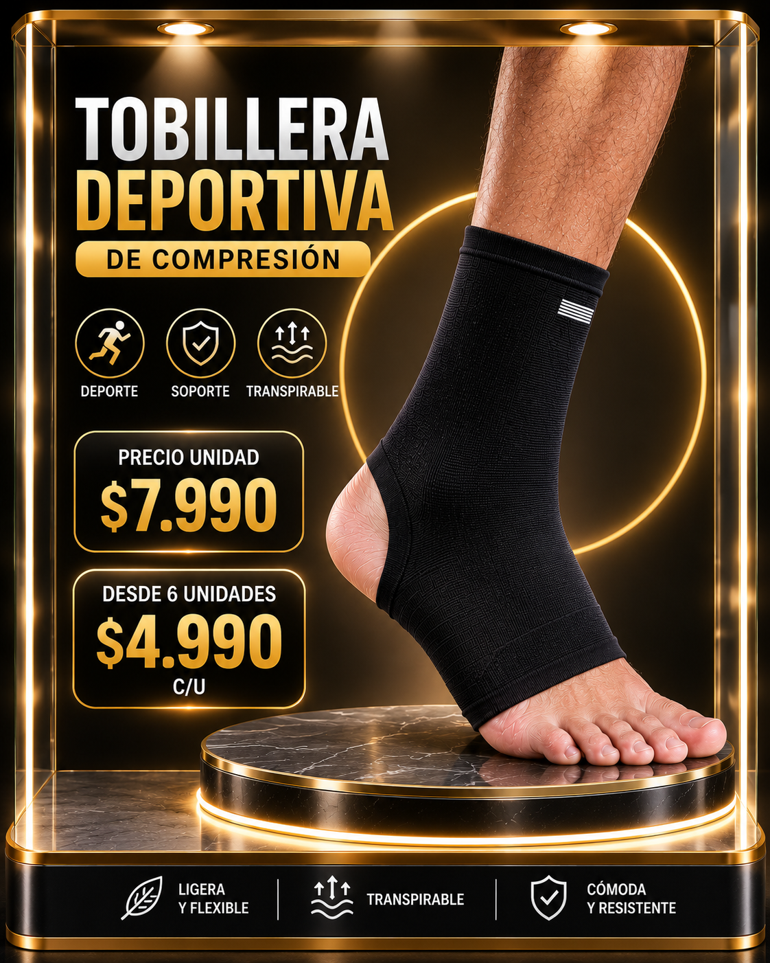 TOBILLERA DEPORTIVA DE COMPRESIÓN UNISEX