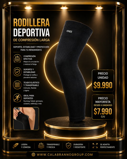 RODILLERA ELÁSTICA DEPORTIVA DE COMPRESIÓN LARGA UNISEX