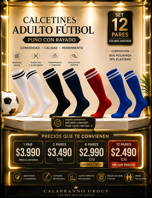 CALCETINES DE FÚTBOL ADULTO PUÑO RAYADO UNISEX