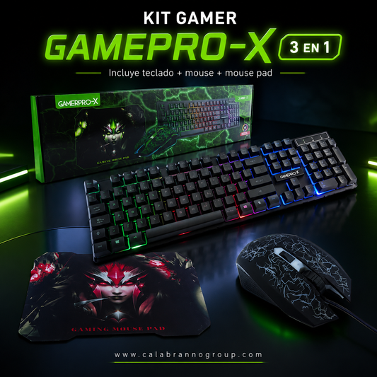 KIT GAMER GAMEPRO-X GP-X03 3 EN 1 – TECLADO + MOUSE + MOUSE PAD