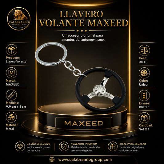 LLAVERO VOLANTE MAXEED METÁLICO – DISEÑO AUTOMOTRIZ
