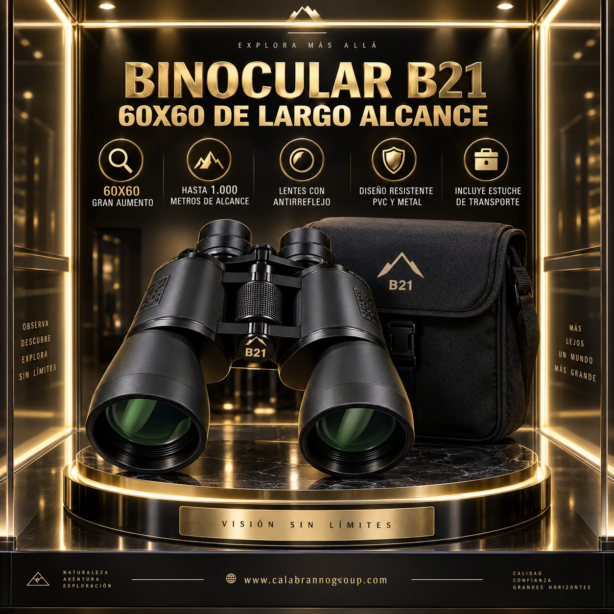 **BINOCULAR B21 DE LARGO ALCANCE – ANTIRREFLEJO + ESTUCHE**