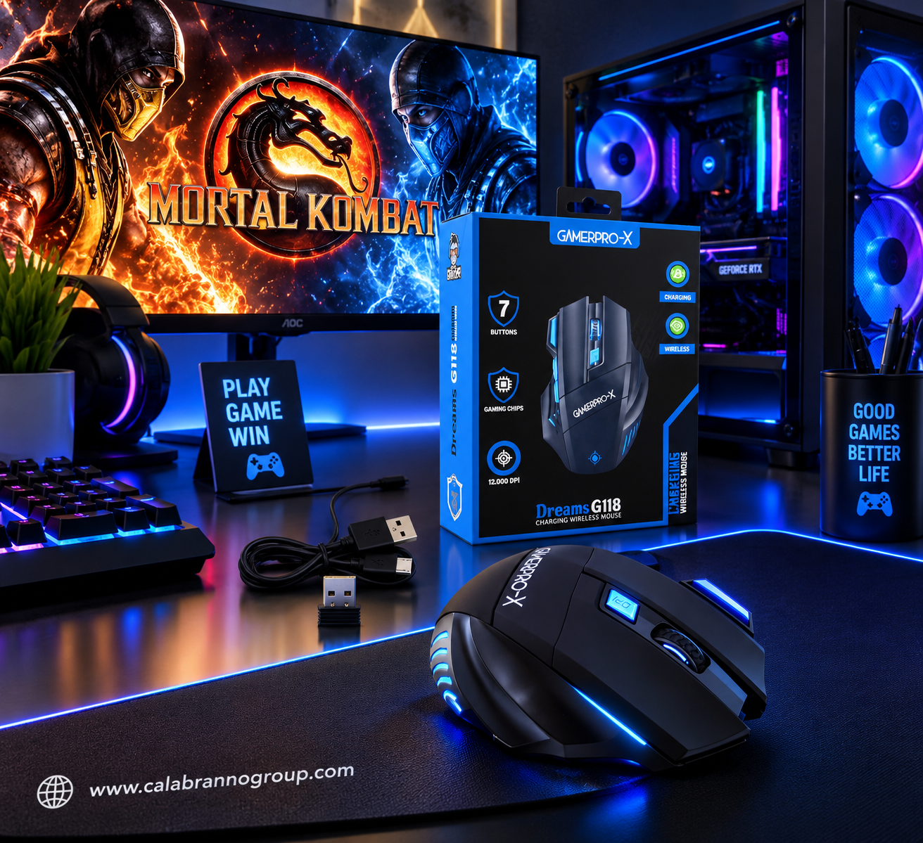 MOUSE GAMER DREAMS G118 INALÁMBRICO RECARGABLE CON LUZ RGB