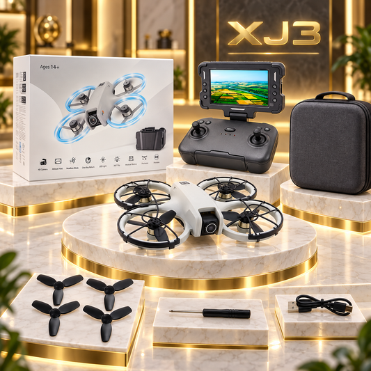 DRONE XJ3 WIFI CON DOBLE CÁMARA, CONTROL CON PANTALLA REBATIBLE DE 4,5” Y ESTUCHE