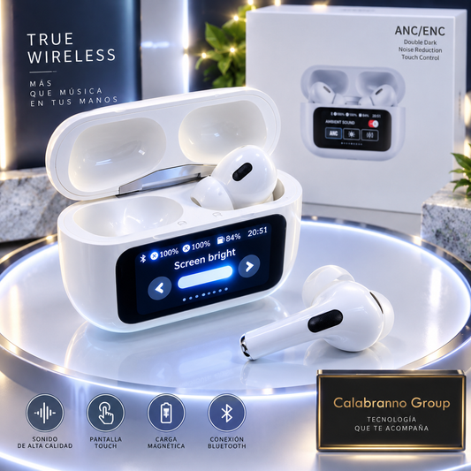 AUDÍFONOS TRUE WIRELESS BLUETOOTH CON PANTALLA TOUCH ANC/ENC