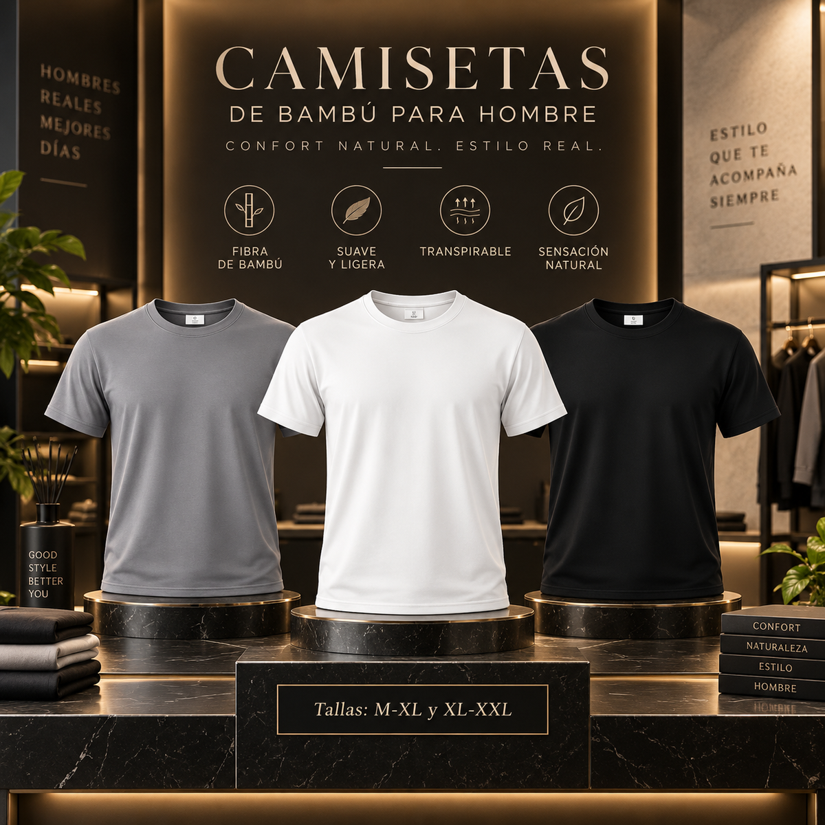 **CAMISETA DE BAMBÚ HOMBRE MANGA CORTA – SUAVE, FRESCA Y LIGERA**