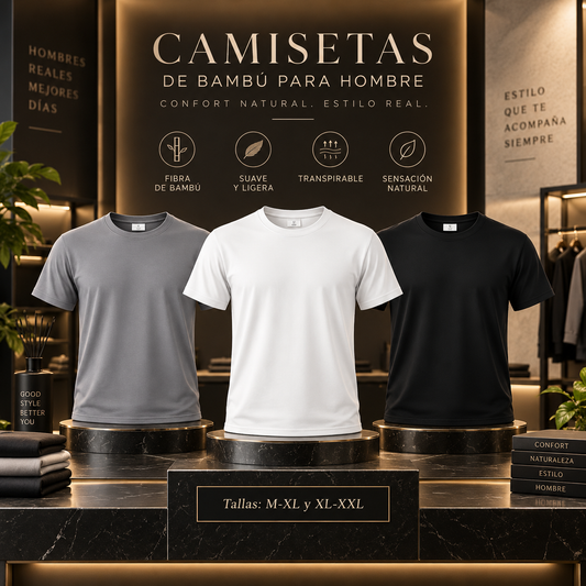 **CAMISETA DE BAMBÚ HOMBRE MANGA CORTA – SUAVE, FRESCA Y LIGERA**