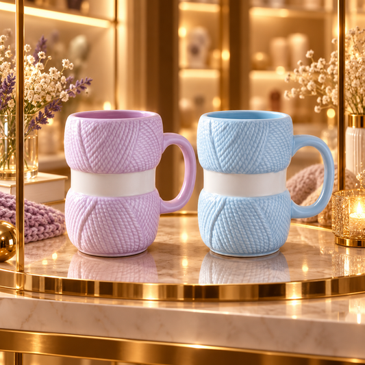 TAZÓN TEJIDO 3D – DISEÑO OVILLO PARA AMANTES DEL TEJIDO 🧶☕
