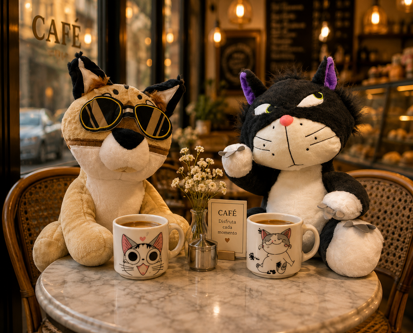 PELUCHE GATO CON LENTES 20 CM – SUAVE Y ADORABLE 😎🐱