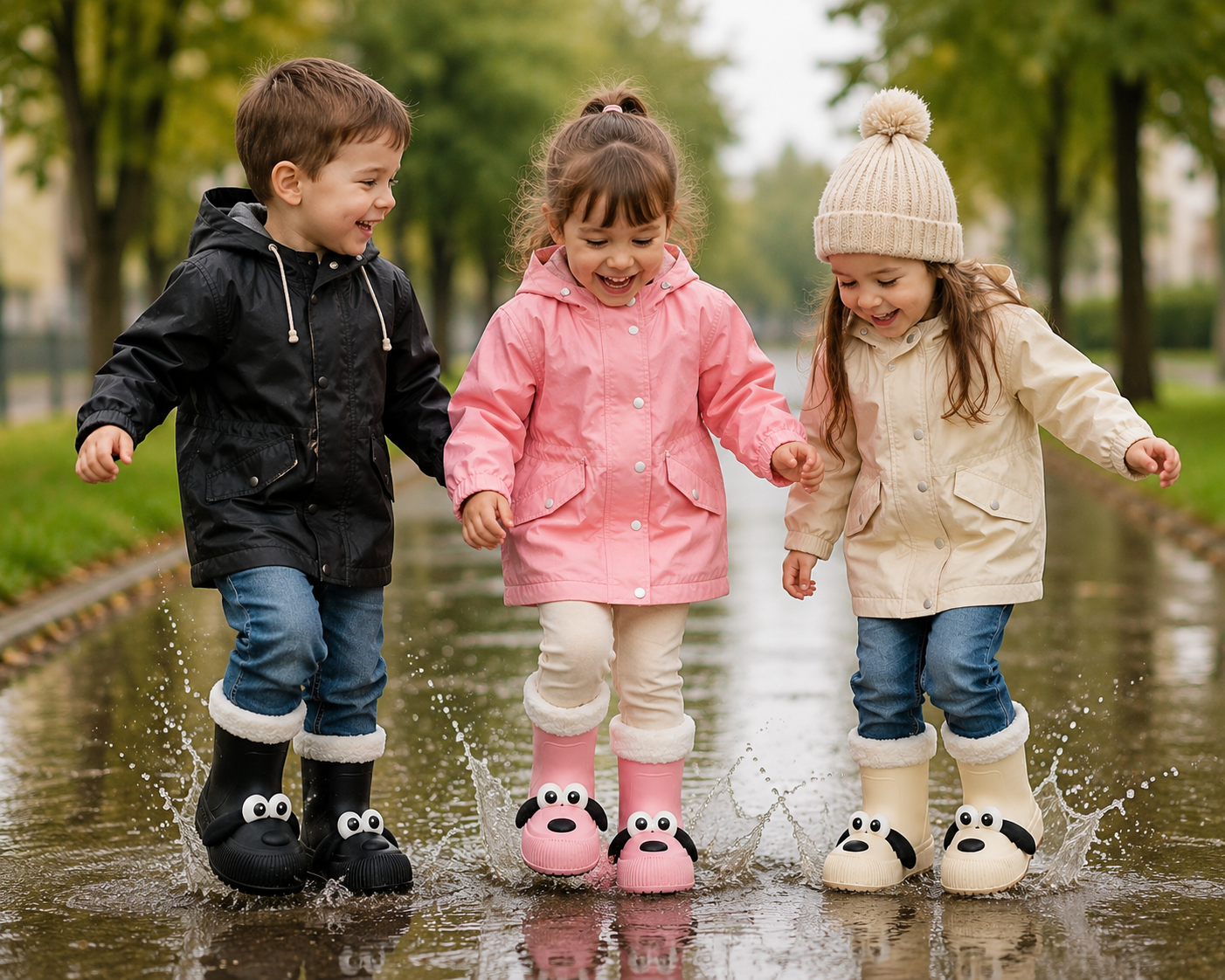 BOTAS DE AGUA INFANTIL DISEÑO PERRITO CON FORRO  TERMICO