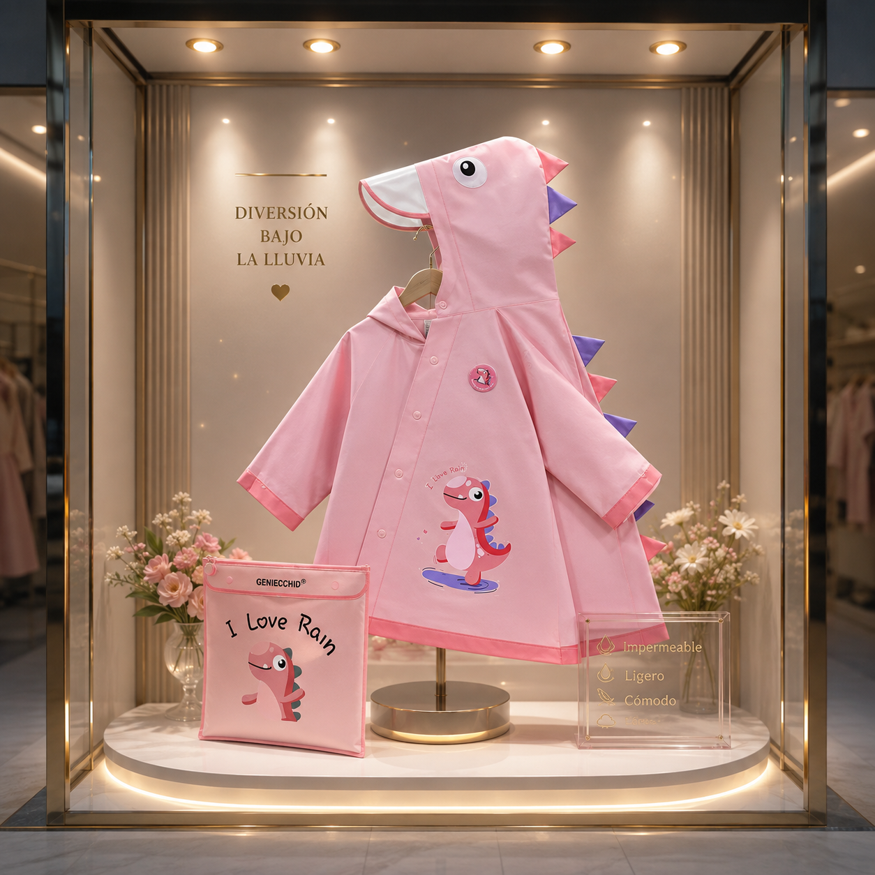 Traje Impermeable Infantil Dinosaurio con Capucha | 2 a 8 Años