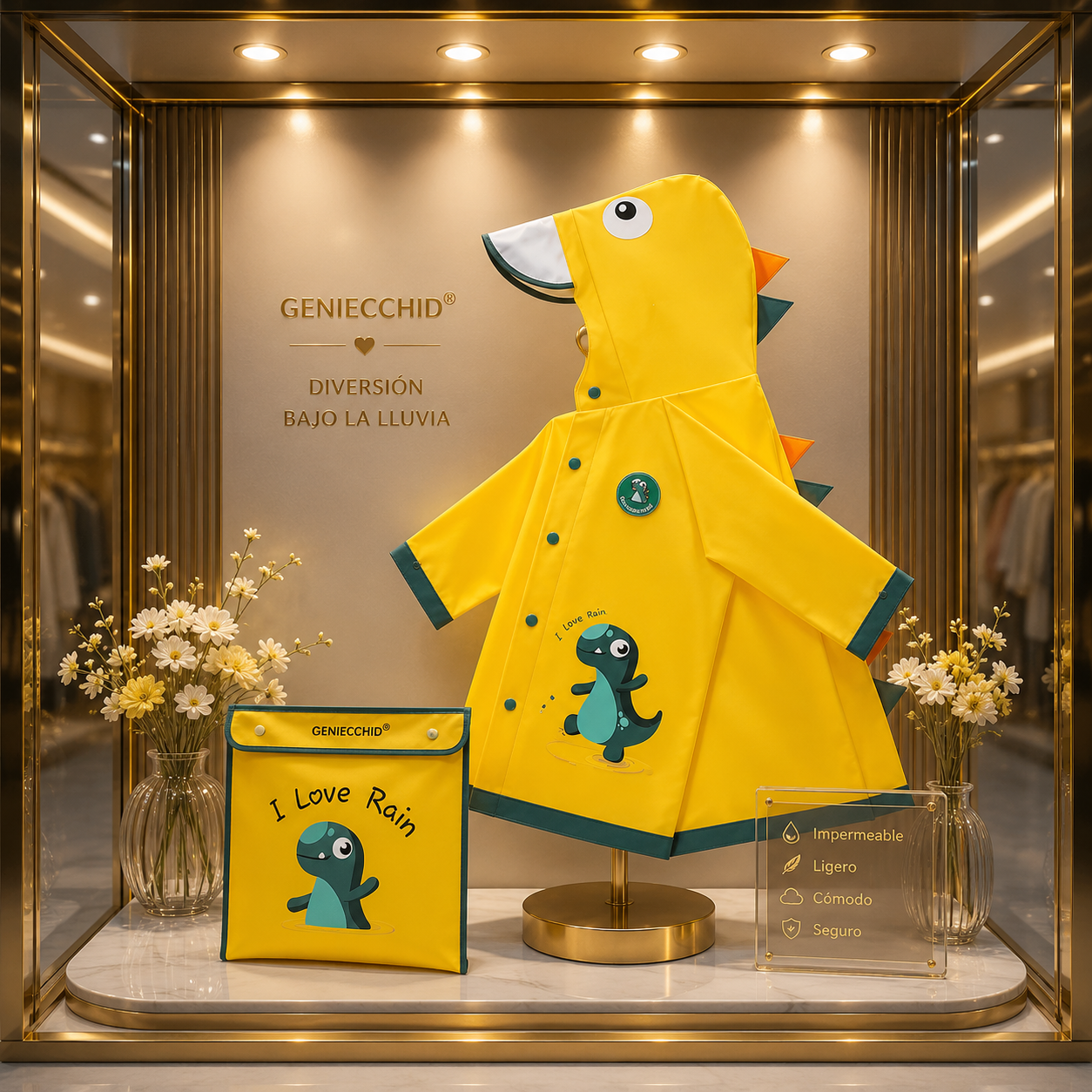 Traje Impermeable Infantil Dinosaurio con Capucha | 2 a 8 Años