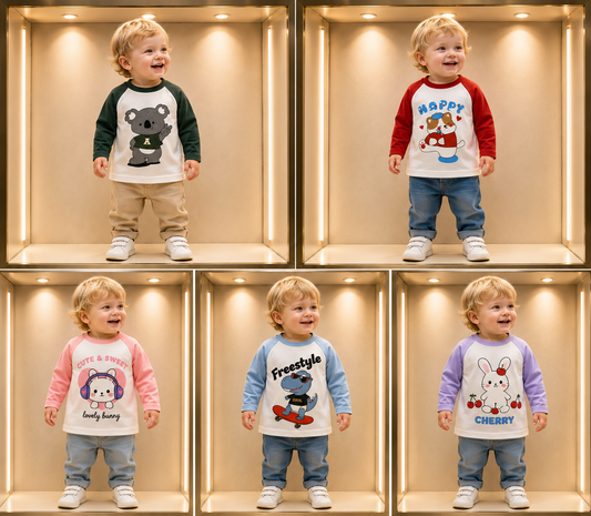 Poleras Infantiles de Manga Larga 100% Algodón