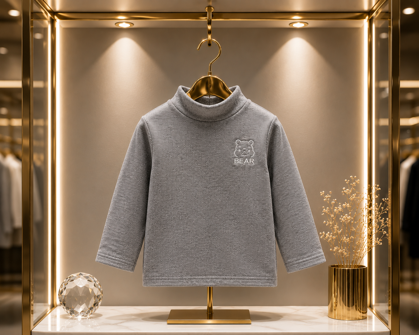 Polerón Infantil Cuello Alto Frizado BEAR | Tejido Texturizado | Unisex