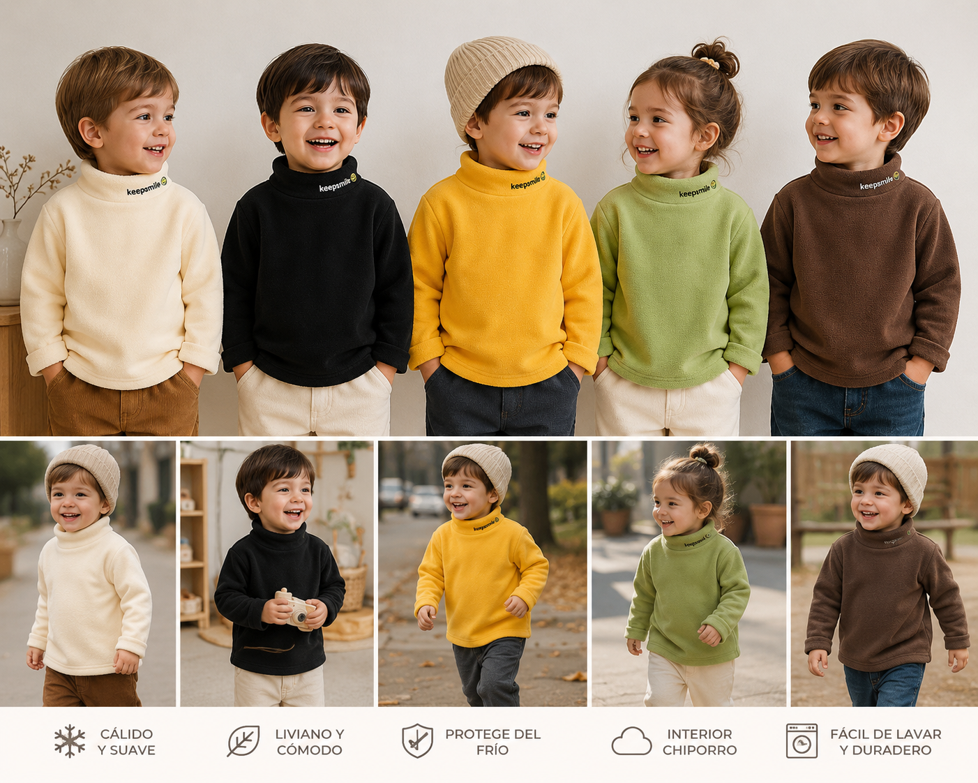 Beatle Infantil de Polar con Chiporro | Cuello Alto Térmico | 18 Meses a 5 Años