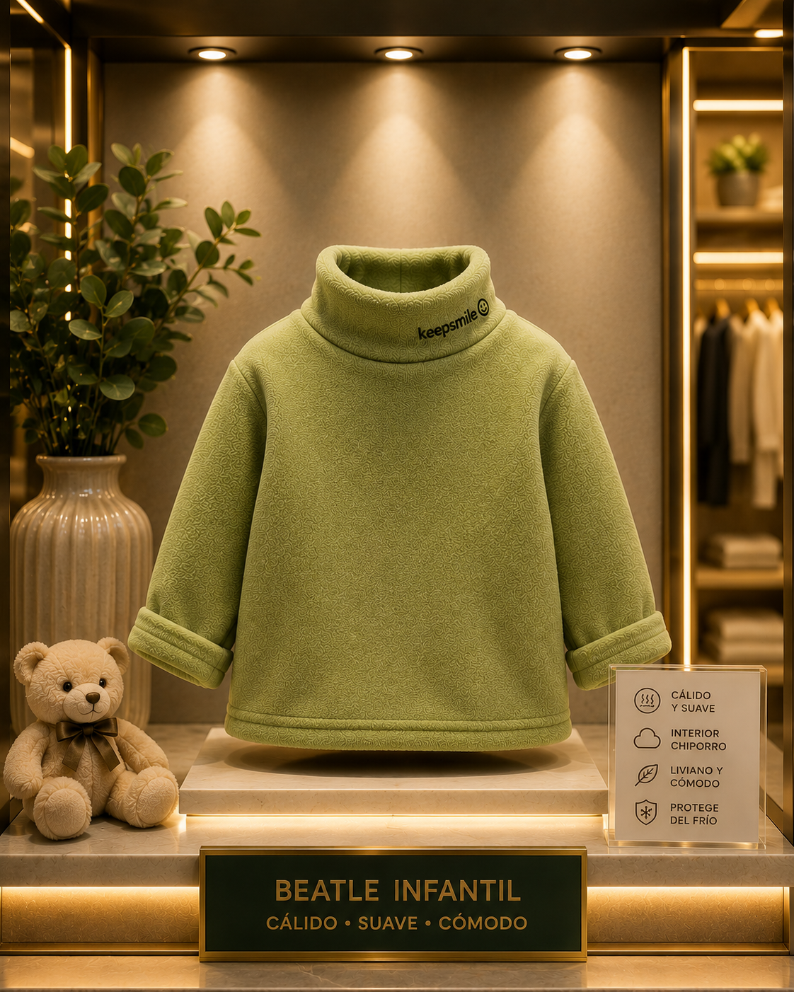 Beatle Infantil de Polar con Chiporro | Cuello Alto Térmico | 18 Meses a 5 Años