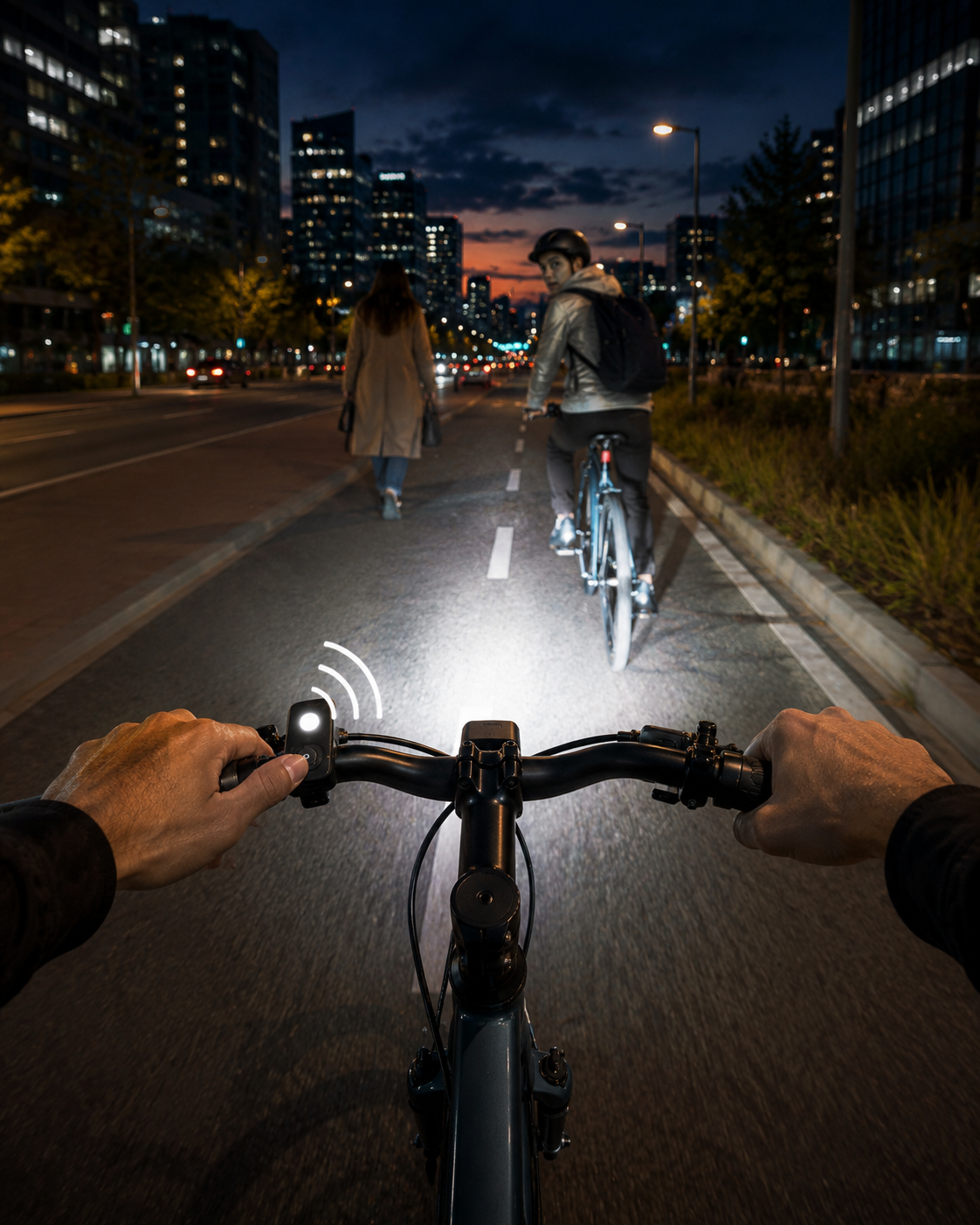 LUZ DELANTERA SOLAR PARA BICICLETA S-7599 CON BOCINA Y BATERÍA RECARGABLE
