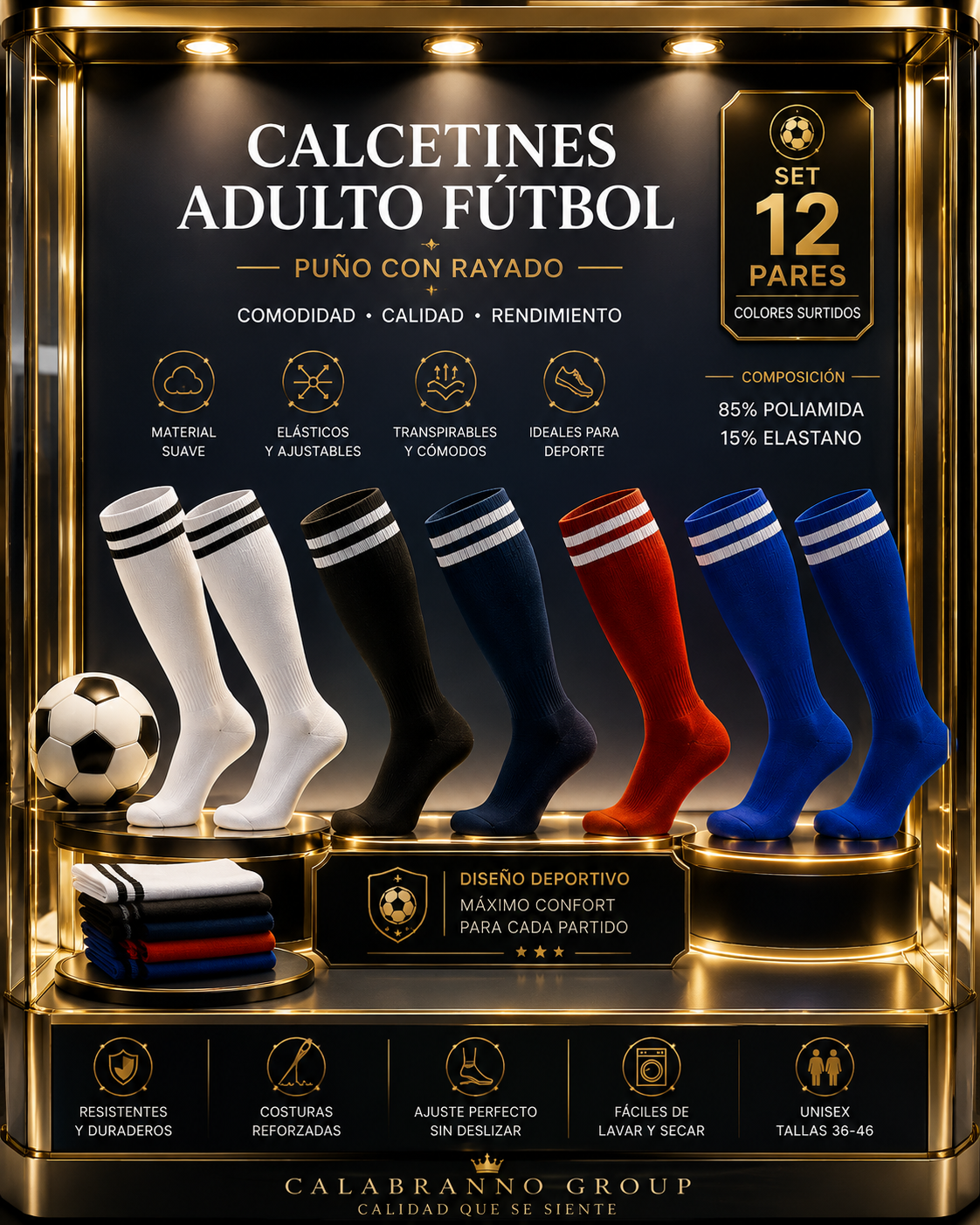 CALCETINES DE FÚTBOL ADULTO PUÑO RAYADO UNISEX