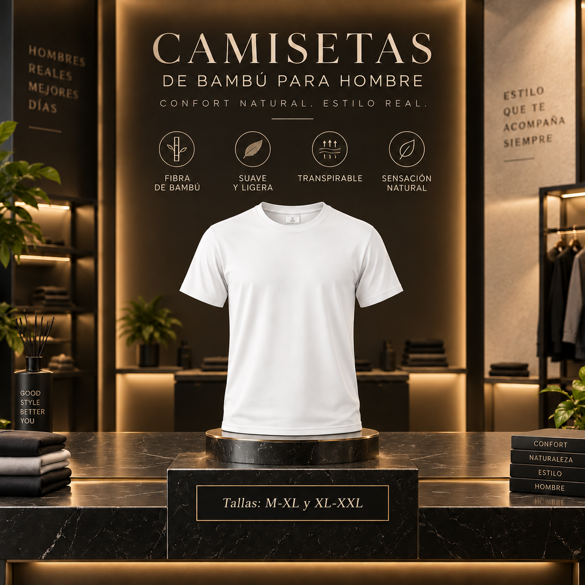 **CAMISETA DE BAMBÚ HOMBRE MANGA CORTA – SUAVE, FRESCA Y LIGERA**