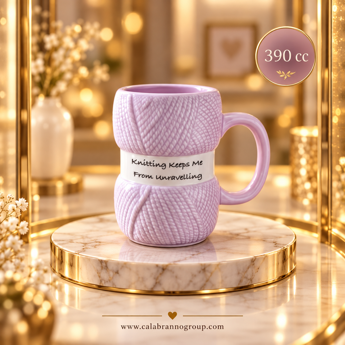 TAZÓN TEJIDO 3D – DISEÑO OVILLO PARA AMANTES DEL TEJIDO 🧶☕