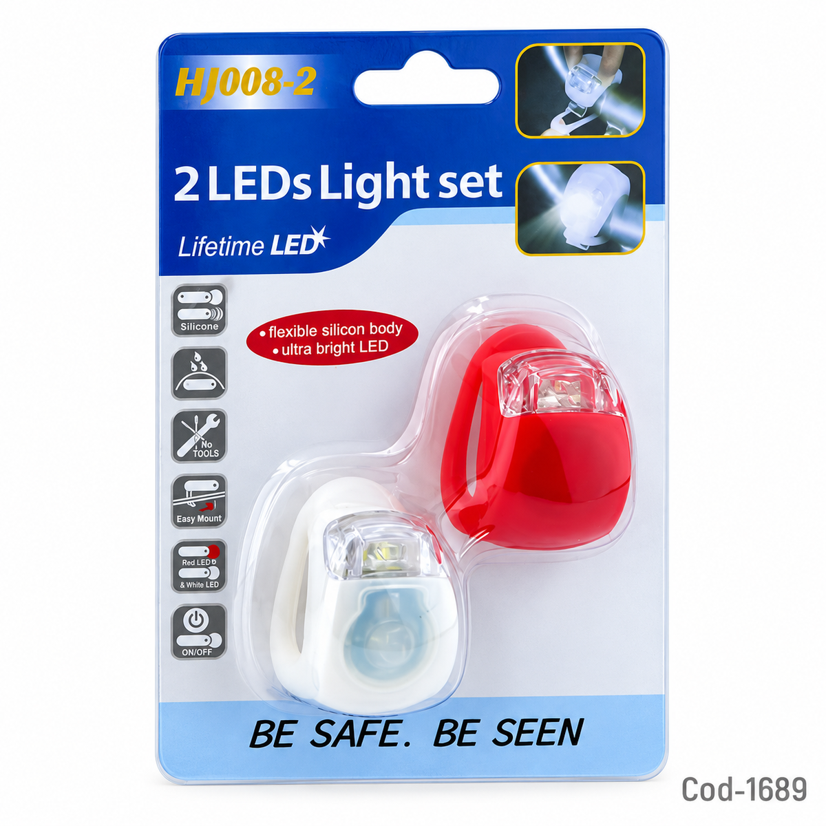 **Set de Luces LED para Bicicleta Delantera + Trasera HJ008-2**