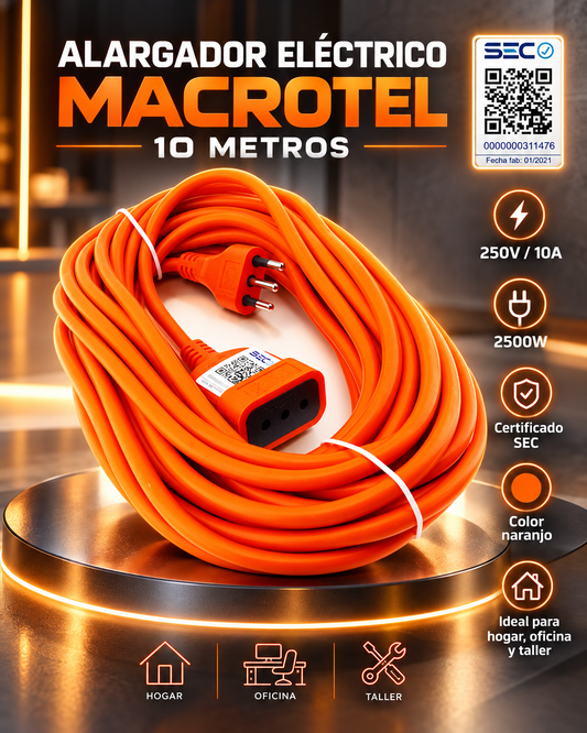 ALARGADOR ELÉCTRICO MACROTEL 10 METROS 2500W CERTIFICADO SEC