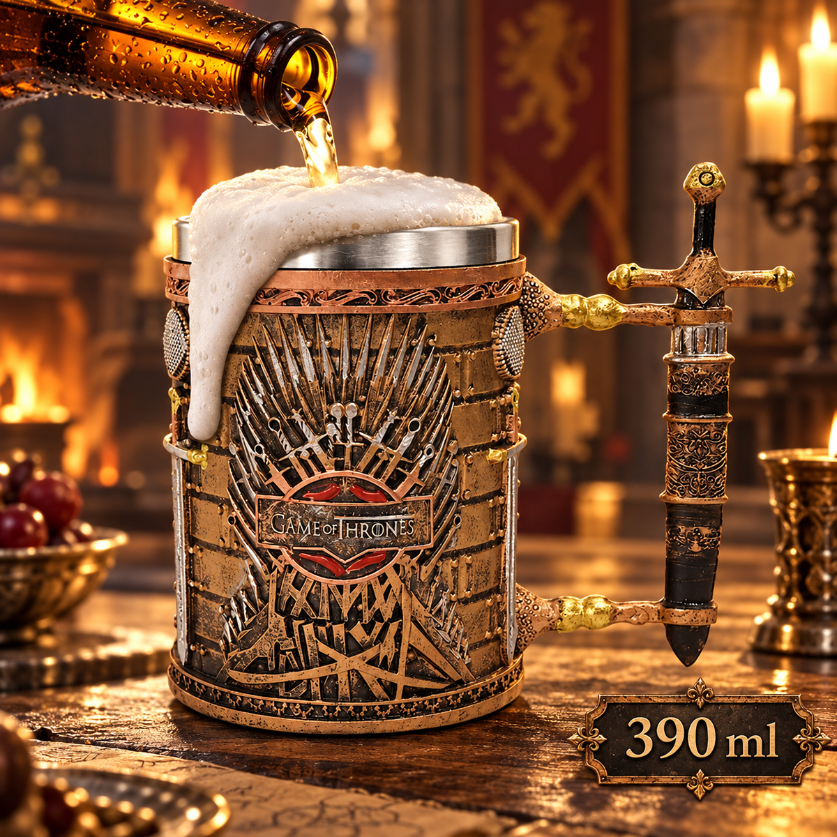 TAZÓN GAME OF THRONES 3D – TRONO DE HIERRO | 390 ML | ACERO INOXIDABLE Y RESINA