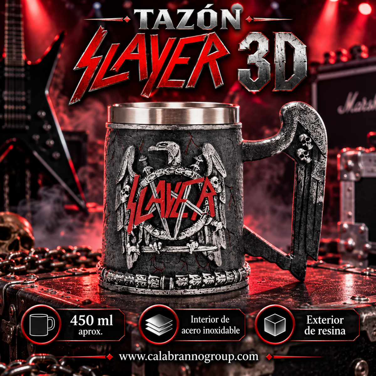 TAZÓN SLAYER 3D – ROCK Y THRASH METAL | 450 ML |