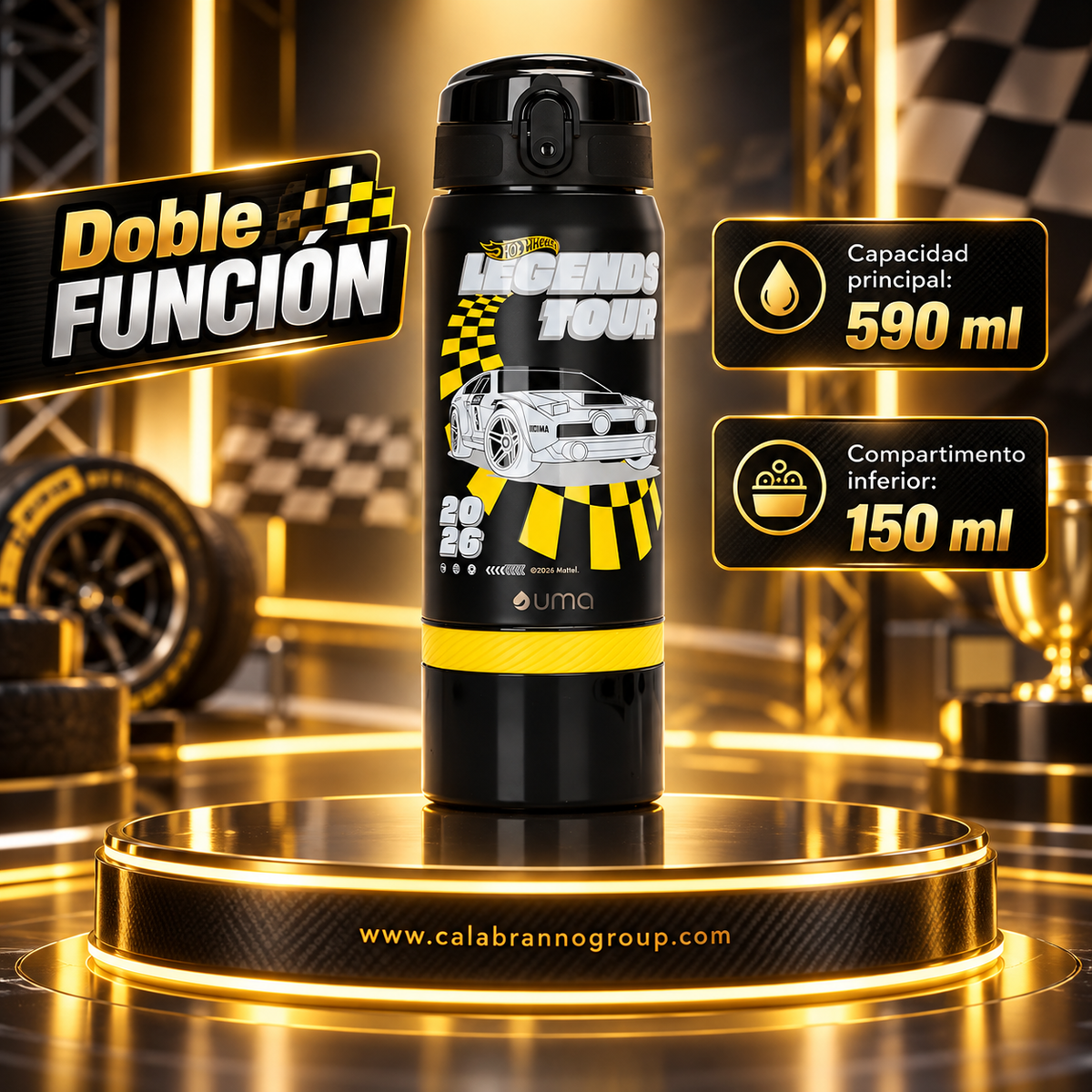 BOTELLA TÉRMICA HOT WHEELS LEGENDS 2 EN 1 590 ML – ACERO INOXIDABLE UMA
