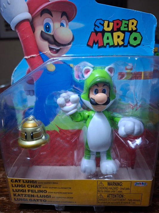 FIGURA SUPER MARIO LUIGI FELINO CON SUPERCAMPANA – JAKKS PACIFIC