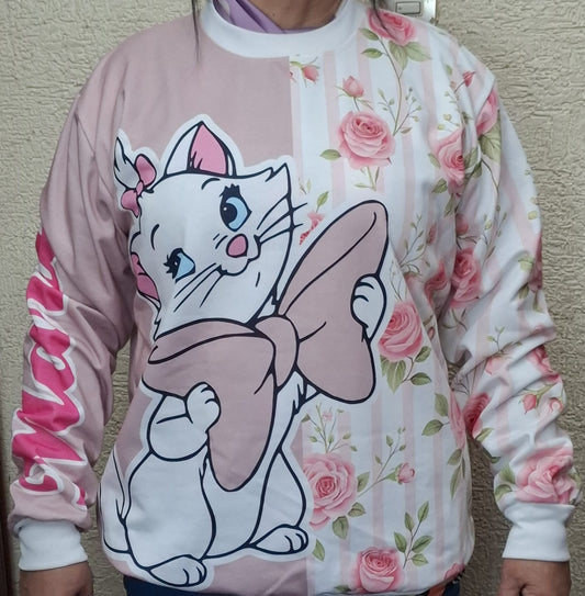 POLERÓN DE ALGODÓN MARIE ESTAMPADO FLORAL ROSADO – MANGA LARGA