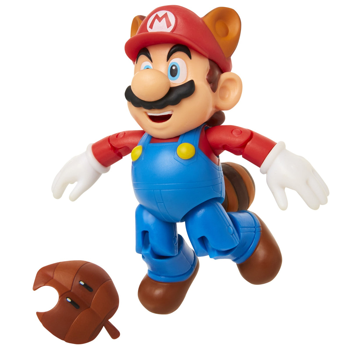 FIGURA SUPER MARIO MAPACHE CON SUPERHOJA JAKKS PACIFIC. ARTICULADO,