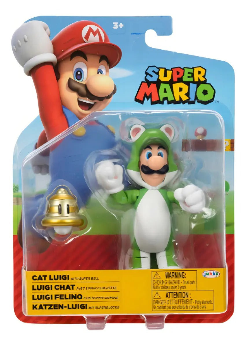 FIGURA SUPER MARIO LUIGI FELINO CON SUPERCAMPANA – JAKKS PACIFIC