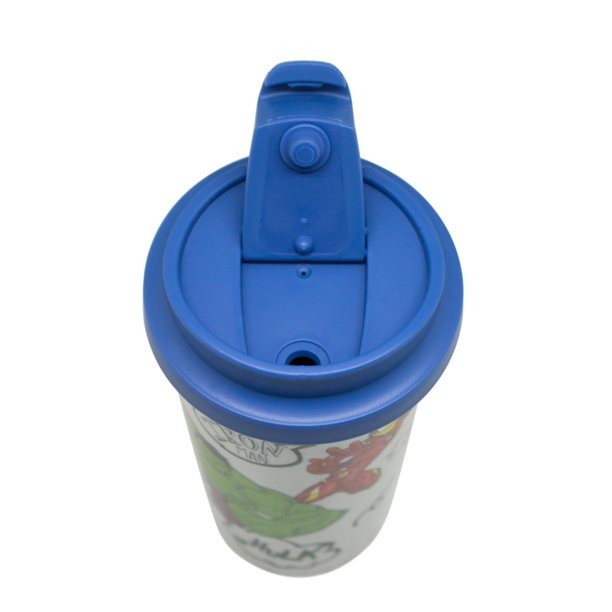 VASO MUG MARVEL AVENGERS CON TAPA AZUL – 475 ML | LIBRE DE BPA